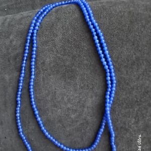 Blue Beaded Necklace - Single Strand